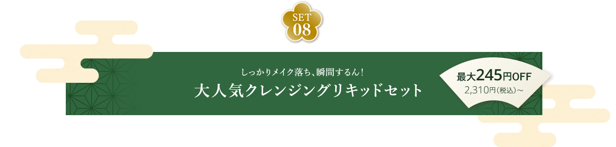 SET08 しっかりメイク落ち、瞬間するん！大人気クレンジングリキッドセット 最大245円OFF 2,310円（税込）～