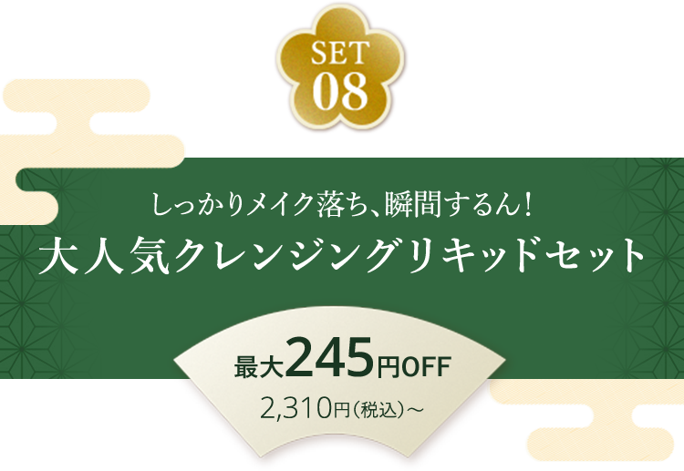 SET08 しっかりメイク落ち、瞬間するん！大人気クレンジングリキッドセット 最大245円OFF 2,310円（税込）～